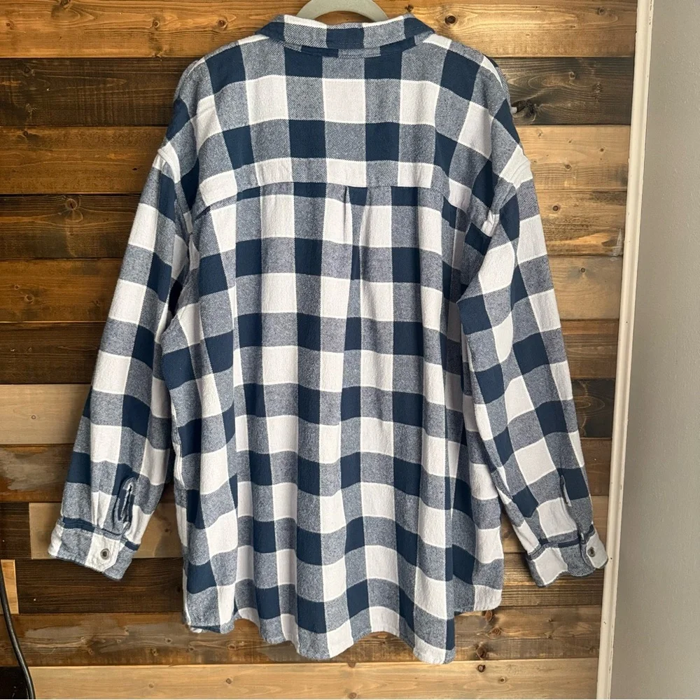 Levi’s SilverTab Men’s XXL 100% Cotton Flannel Shirt Blue White Buffalo Plaid - Picture 7 of 11